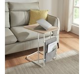 Escritorio para portátil dyrøy acero aglomerado 56x48x37cm - blanco / roble [en.casa]