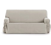 Funda de sofá 2 plazas con lazos taupe 140 - 180 cm