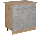 Vicco mueble bajo de cocina r-line, hormigón, 80 cm , et roble