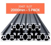 Vevor perfiles de aluminio 2040, lote de 5, rail lineal anodizado 2000 mm, norma europea, ranura en t, alta resistencia, para impresora 3d, cnc, negro