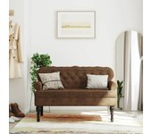 Banco con respaldo marrón 119,5x64,5x75 cm símil piel ante
