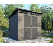 Caseta de jardín de composite evora gris 4m² - estructura de aluminio - madera composite coextruida - anti-uv - resistente a la corrosión