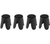 Taburetes apilable de borreguito texturizado, set de 4, niki, negro, 44x30x46 cm