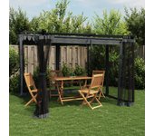 Vidaxl cenador con paredes de malla acero gris antracita 3x3 m