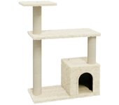 Rascador para gatos con postes de sisal crema 70 cm