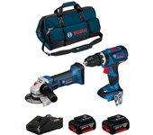 Bosch kit 18v bk2010bag (gsb 18v-60 c + gws 18-125 v-li + 2 x 4,0 ah + gal18v-40 + bolsa)