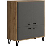 Aparador navarre roble y fieltro gris oscuro 4 puertas florence 98 cm