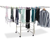 Relaxdays tendedero de ropa xxl, secadora, alas & ruedas, plegable, 111 x 185,5 x 53 cm, plateado
