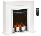 Chimenea eléctrica 1000 / 2000w para 25 m² homcom 79x26x77.5 cm blanco