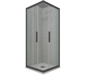 Mampara de ducha angular deslizante 70x80 cm de pvc antracita h 200 vidrio transparente mod. kolors