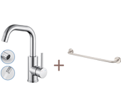 Auralum max mezclador lavabo, grifo lavabo pivotante 360°,con aireador desmotable, cromado+60cm porta-toalletas salabaño autoadhesivo o perforación