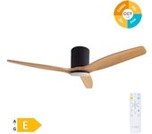 Ventilador de techo con luz de 3 aspas de madera ø132 cm negro/haya motor dc