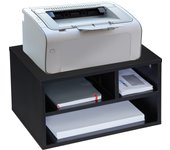 Relaxdays soporte impresora para escritorio, estante sobremesa 3 baldas para papel y cartuchos, 22,5x40x30 cm, negro