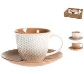 Juego h&h new cinnamon 4 tazas de té, new bone china, con plato