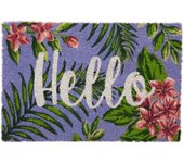 Relaxdays felpudo coco, alfombrilla puerta entrada hello, 40x60 cm, antideslizante, resistente intemperie, multicolor