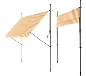 Toldo telescópico acero poliéster 350 x 120 x 200-300 cm amarillo blanco 03_0008340