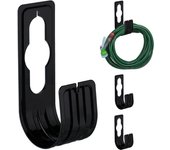 Relaxdays soporte manguera de pared o grifo, pack de 4, cuelgamangueras jardín, para hasta 30 m, 22 x 7,5 x 10 cm, negro