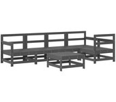 Mesa y taburetes altos jardín 6 pzas madera maciza de pino gris