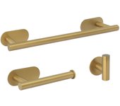 Valaz accesorios de baño adhesivos pegados sin taladro oro mate con protección pvd redondo toallero 40cm+ percha+ portarollos - 1percha
