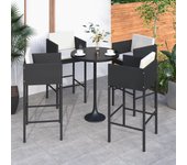 Pack 4 uds taburetes de bar | taburete de cocina | taburete alto con cojines ratán sintético negro cfw49999