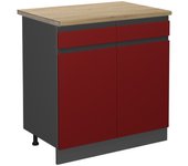 Vicco mueble bajo de cocina r-line, rojo, 80 cm , et roble