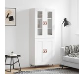 Aparador alto | aparador de comedor | armario de cocina madera contrachapada blanco 69,5x34x180 cm cfw31040