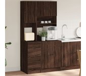 Mueble de cocina roble marrón 95x50x180 cm madera contrachapada