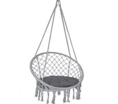 Silla colgante columpio hamaca con cojín redondo gris