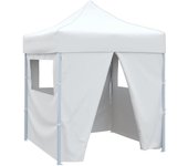 Carpa de recepción plegable 4 paredes 2x2 m blanco acero