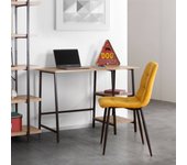 Mesa escritorio industrial con estante y 2 baldas – mdf negro, estructura metálica y roble, 110x50x75 cm