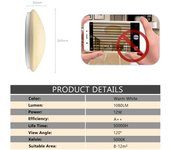 Lámpara de techo led con intensidad variable de 12w blanco tibio con detector de movimiento, 6000k-6500k, lámpara de baño