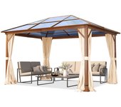 Cenador forest deluxe, champán, 3x4m con óptica de roble