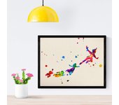 Set de 3 láminas para enmarcar estilo acuarela posters con imagenes de peter pan campanilla y sus amigos en 30x40 cm marco negro - a3
