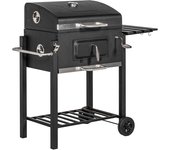 Carrito de barbacoa de carbón, parrilla de jardín de acero inoxidable, negra, 113x65x108 cm
