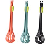 (tres, naranja verde negro) batidora de mano multifuncional de silicona, mini batidor de herramientas de cocina