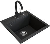 Bergström fregadero , negro, 49 x 50 cm con racor negro