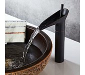 Grifo de baño negro, grifo cascada, grifo mezclador monomando retro negro para lavabo, grifo de baño alto de latón para encimera, grifo para lavaman