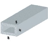 Tubo rectangular perfil plata h.100 cm