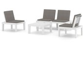 Set de muebles de jardín 4 piezas | conjunto de comedor | conjunto de descanso con cojines plástico blanco cfw372950