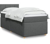 Maison exclusive - cama box spring individual con colchón tela gris oscuro