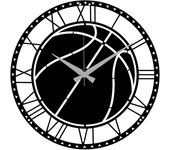 Reloj de pared baloncesto, metal, negro, epikasa