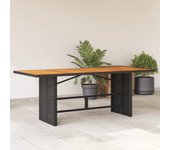 Mesa de jardín y tablero de madera de acacia negra, resina trenzada