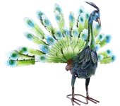 Estatua de pavo real de metal, adorno hermoso realista, decoración de césped y jardín