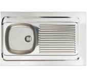 Fregadero de montaje nu lavelli, suave 18/10 acero inoxidable, 1 tanque, 1 drenante, l80cm