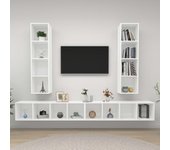 4 piezas muebles de tv de pared | muebles de salón tv | conjunto salón madera de ingeniería blanco cfw71465