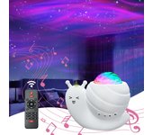 Proyector de auroras boreales, proyector de galaxias y estrellas con forma de caracol con altavoz y control remoto por bluetooth, luz de aurora boreal