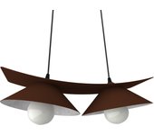 Lumicom | miller lámpara pendiente, 2x e27, max 42w, metal, corten marrón/hoja de plata, l.27cm