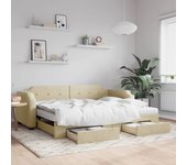 Sofá cama nido y cajones tejido crema 80x200 cm