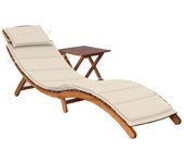 Maison exclusive - tumbona de jardín con mesa y cojín madera maciza de acacia