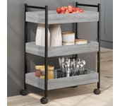 Carro de cocina sonoma gris 50x30x70 cm de madera contrachapada